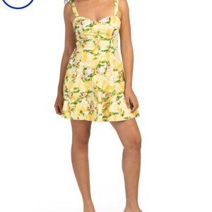 AVEC LES FILLES Corset Style LEMON Printed Mini Dress NWT
